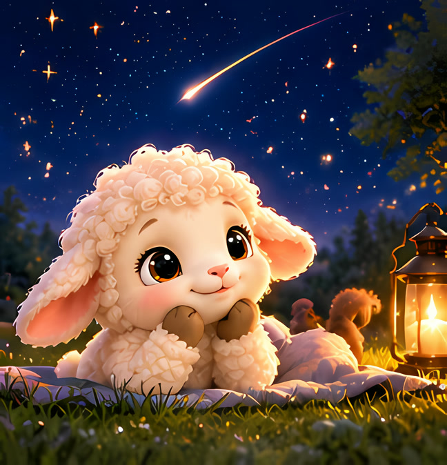 Pip on a blanket under the stars, watching a shooting star